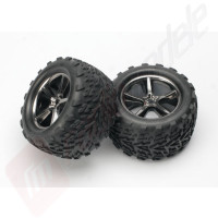 Roti complete jante Gemini crome cu anvelope Talon, pentru automodele TRAXXAS 1/10, hex 14mm
